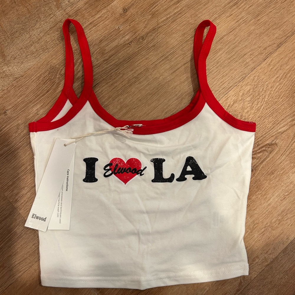 Elwood Women's Red and White Crop Top